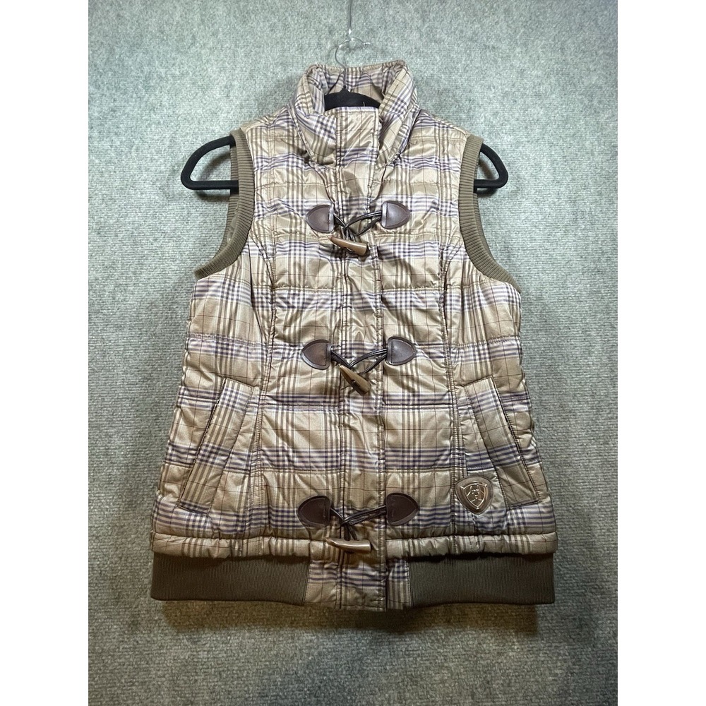 Ariat Vest Women's M Plaid Check Pattern With Claw Toggle Loop